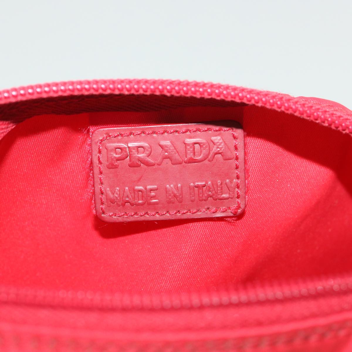 PRADA Pouch Nylon Red Auth yk5897