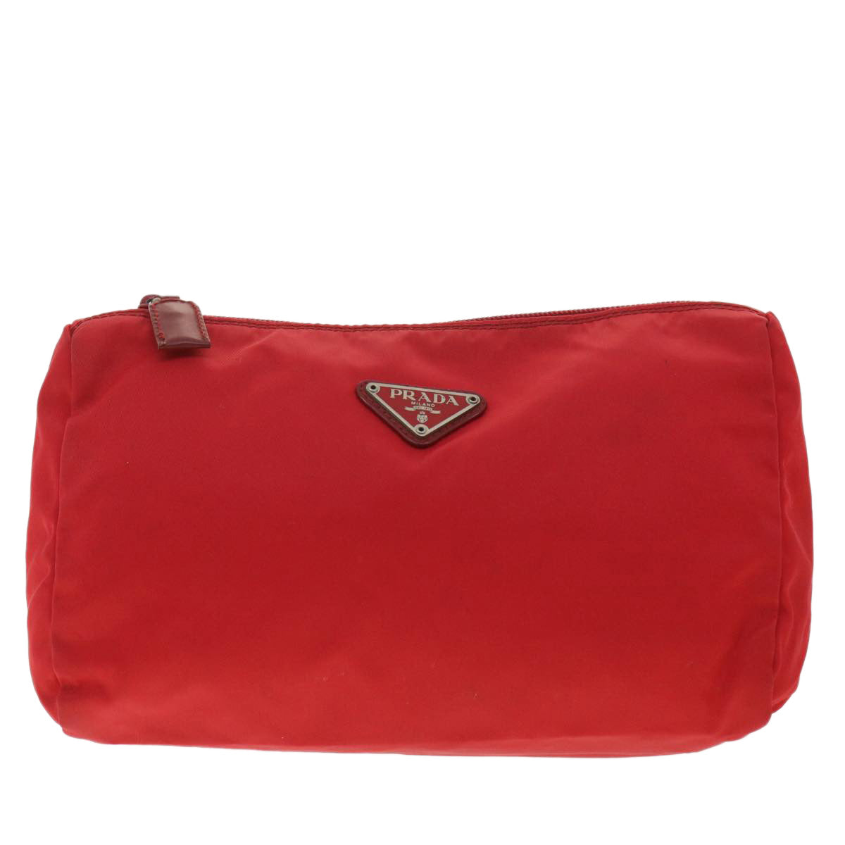 PRADA Pouch Nylon Red Auth yk5897