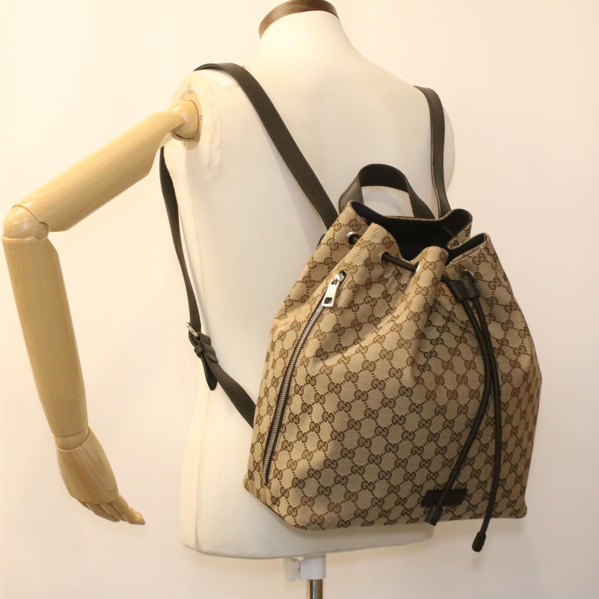 GUCCI GG Canvas Backpack outlet Beige 449175 Auth yk5920