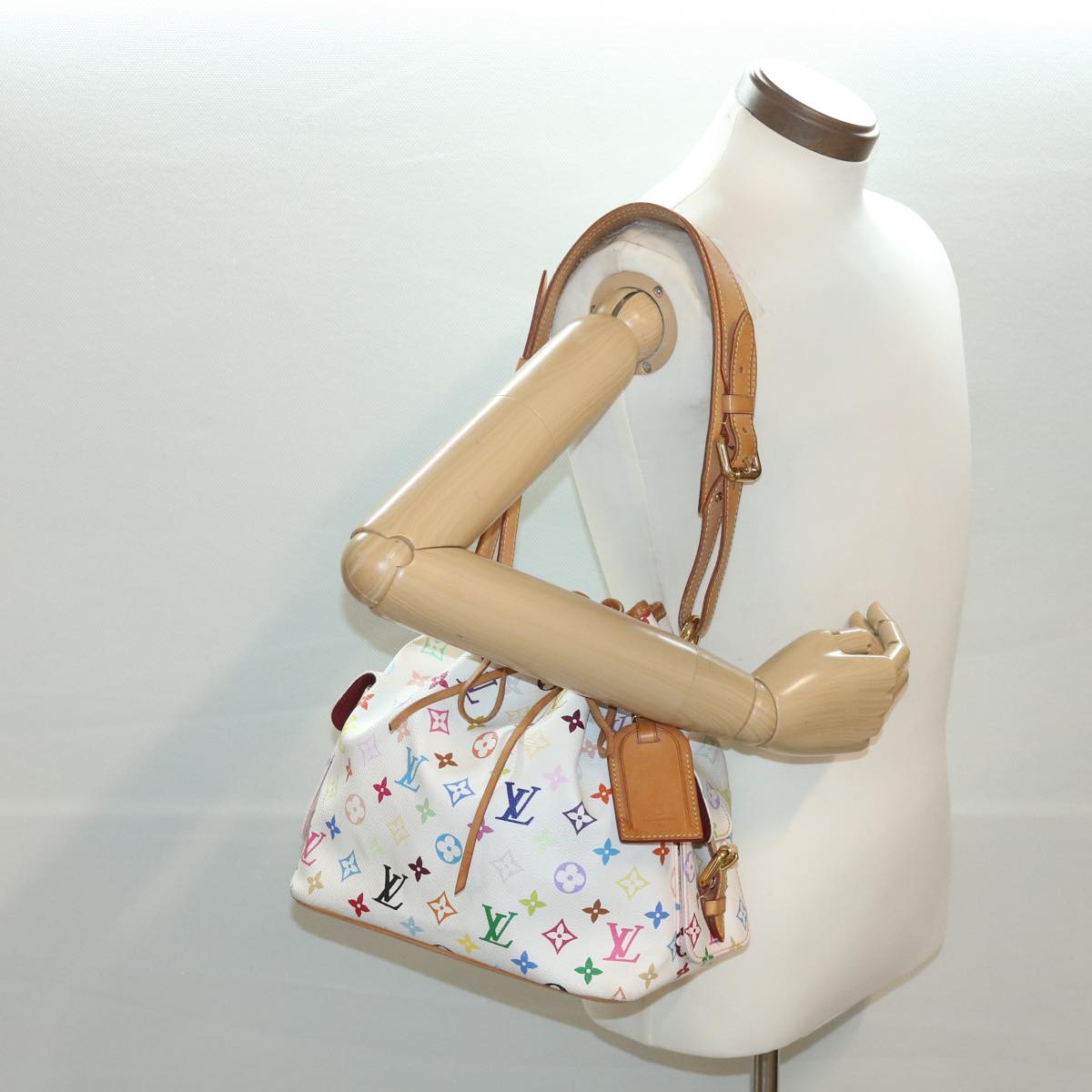 LOUIS VUITTON Multicolor Petit Noe Shoulder Bag White M42229 LV Auth yk5952