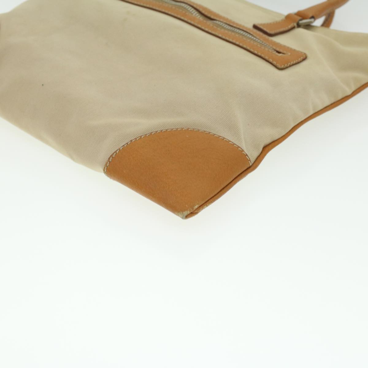 PRADA Hand Bag Canvas Beige Brown Auth yk5963