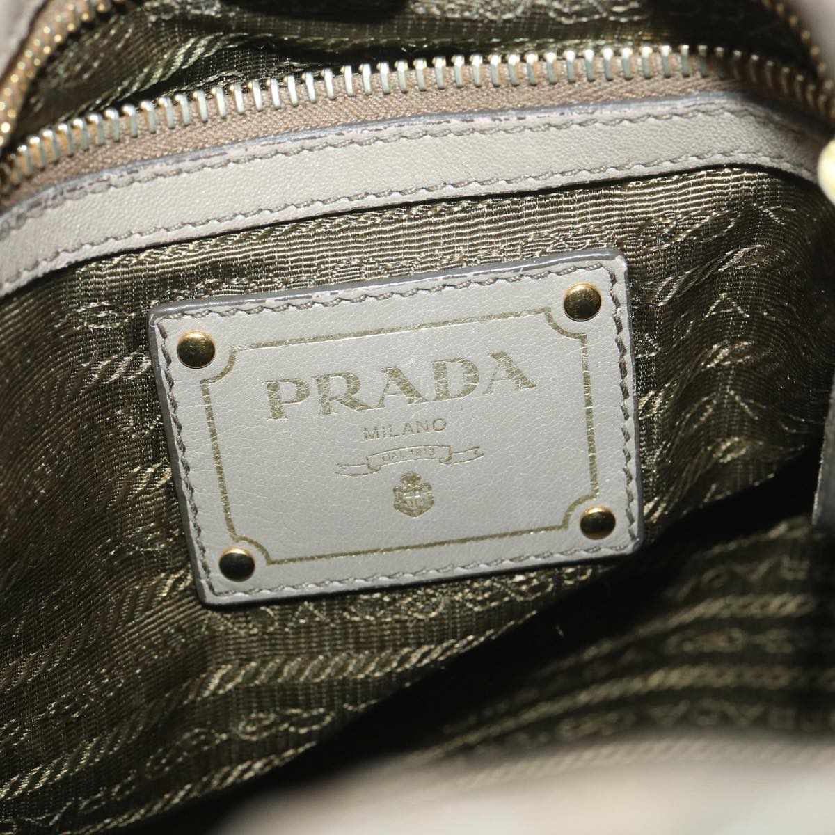 PRADA Hand Bag Leather 2way Gray Auth yk5987
