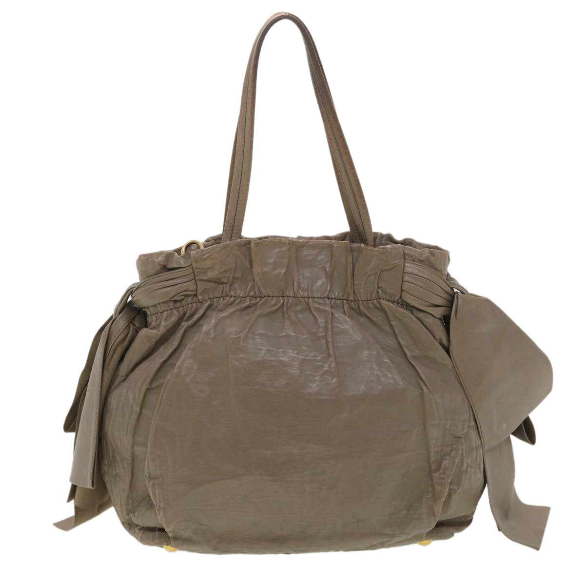 PRADA Hand Bag Leather 2way Gray Auth yk5987 - 0