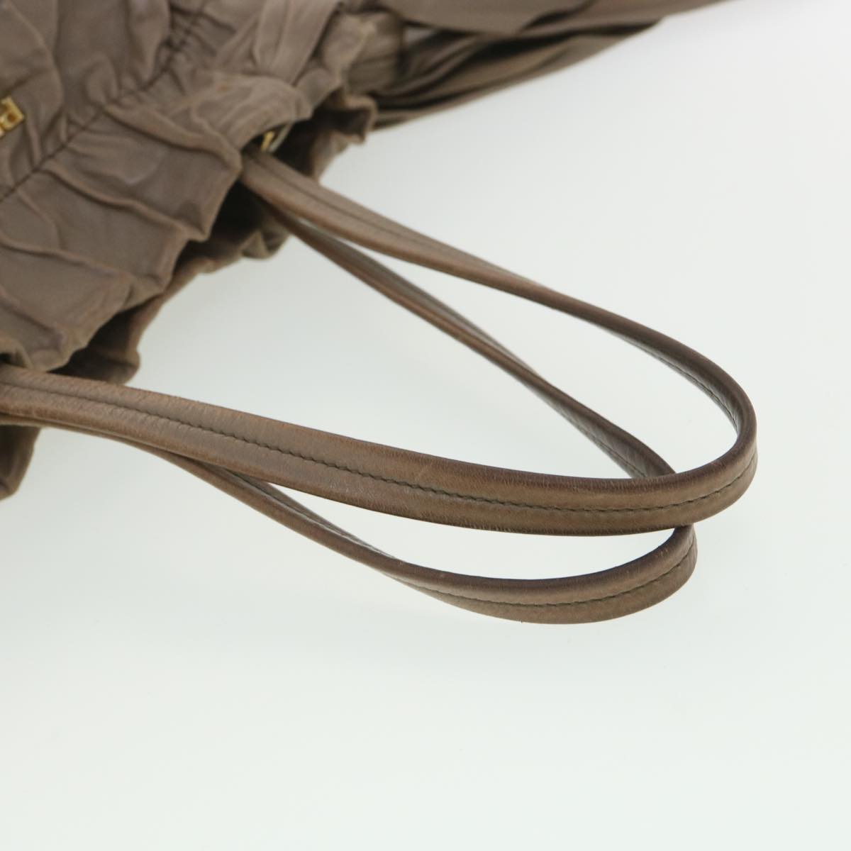 PRADA Hand Bag Leather 2way Gray Auth yk5987