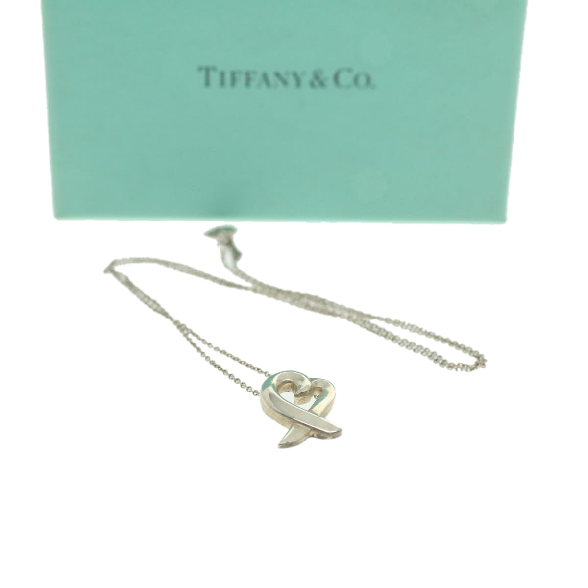 TIFFANY&Co. Heart Necklace Silver Auth yk6027