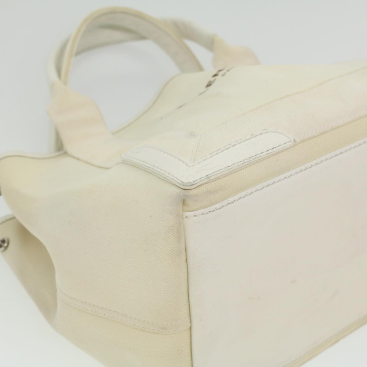 BALENCIAGA Cabas S Hand Bag Canvas White 339933 Auth yk6029
