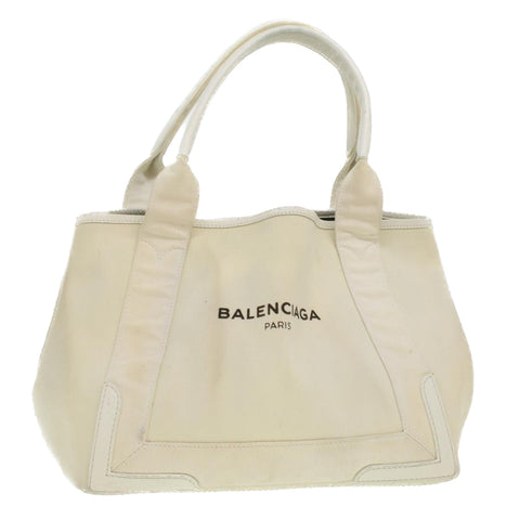 BALENCIAGA Cabas S Hand Bag Canvas White 339933 Auth yk6029