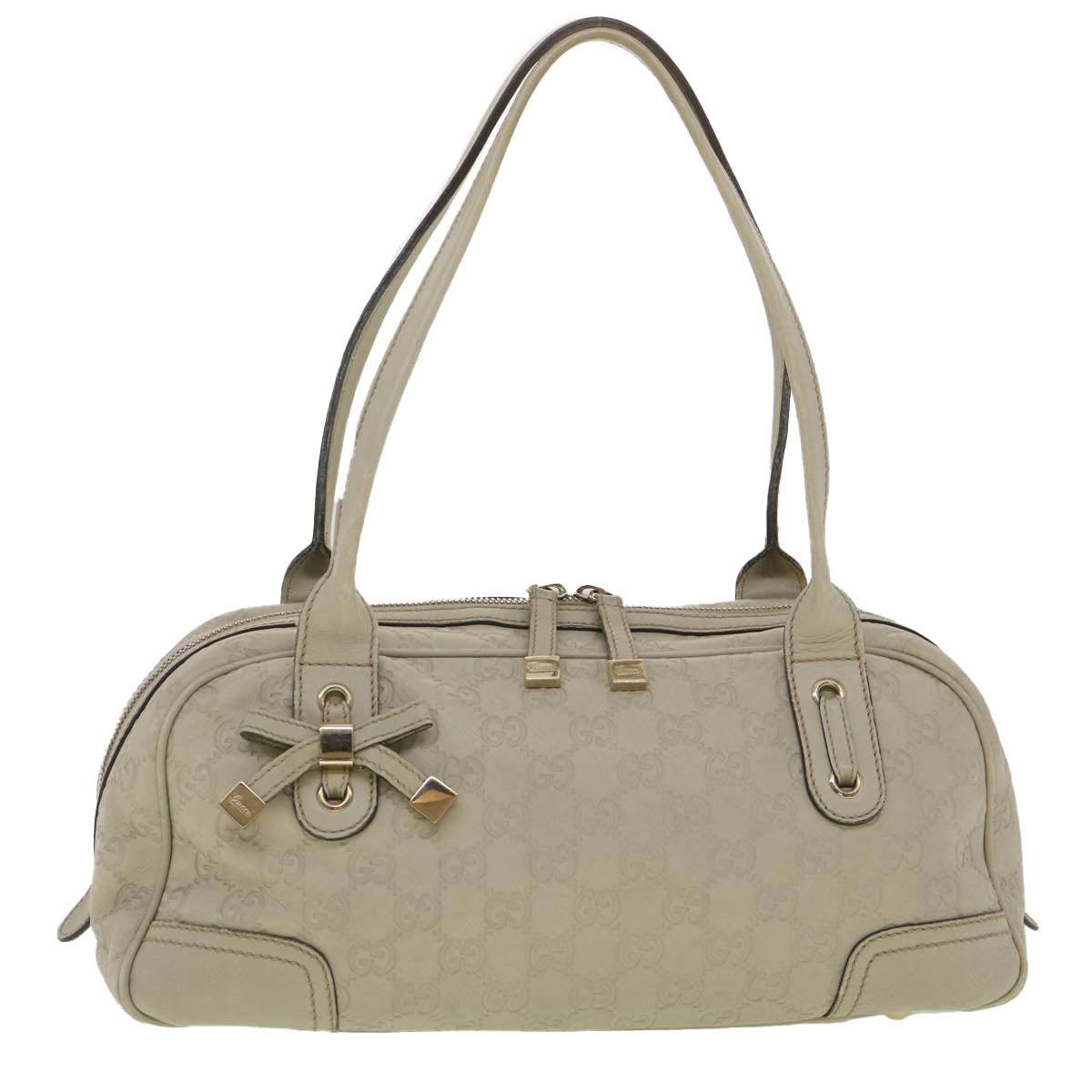 GUCCI Shima Shoulder Bag Leather White 161720 Auth yk6036