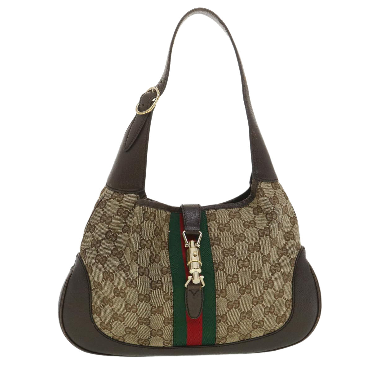 GUCCI Web Sherry Line GG Canvas Jackie Shoulder Bag Beige 153696 Auth yk6048