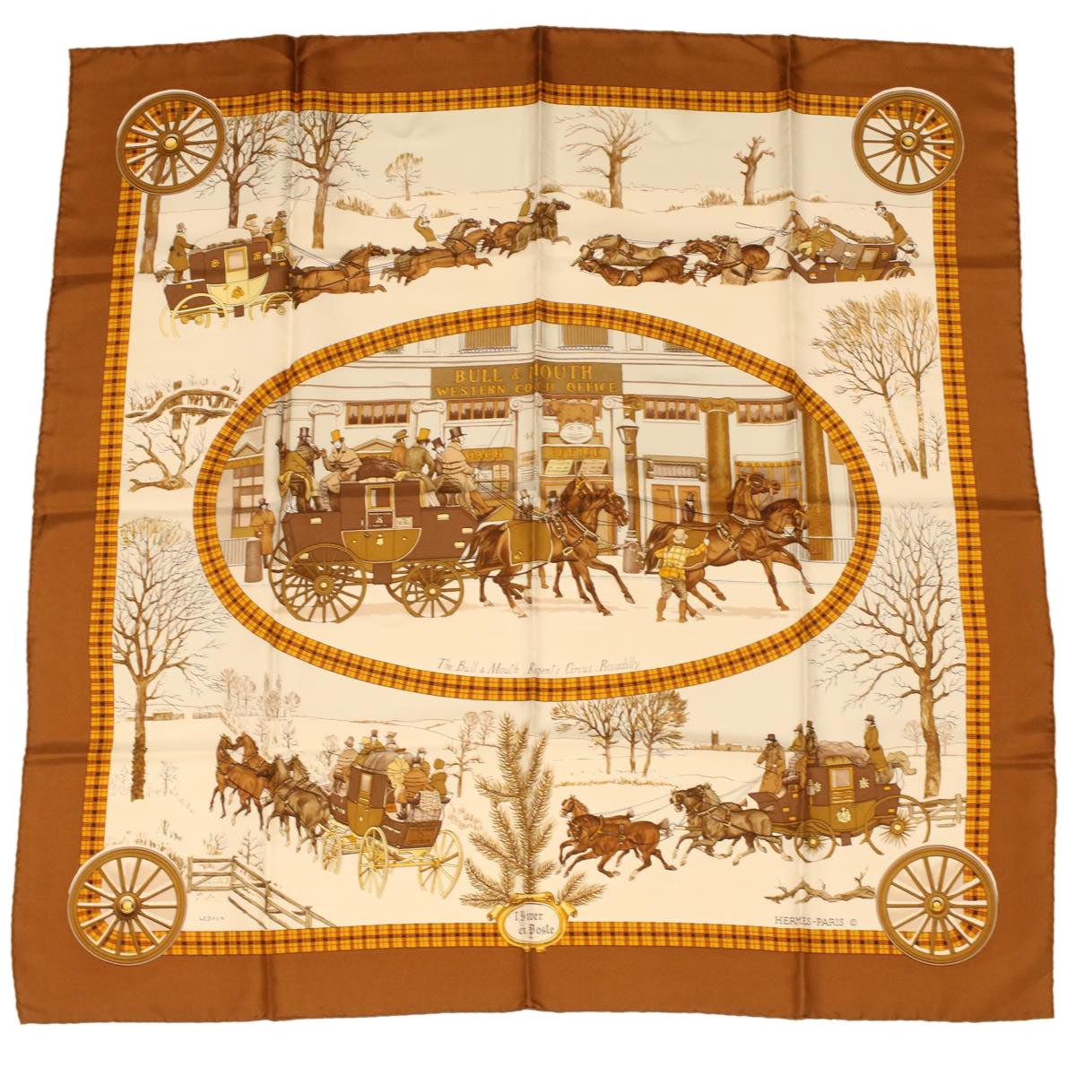 HERMES Carre 90 The Bull & Mouth Regents Circus Piccadilly Scarf Auth yk6054