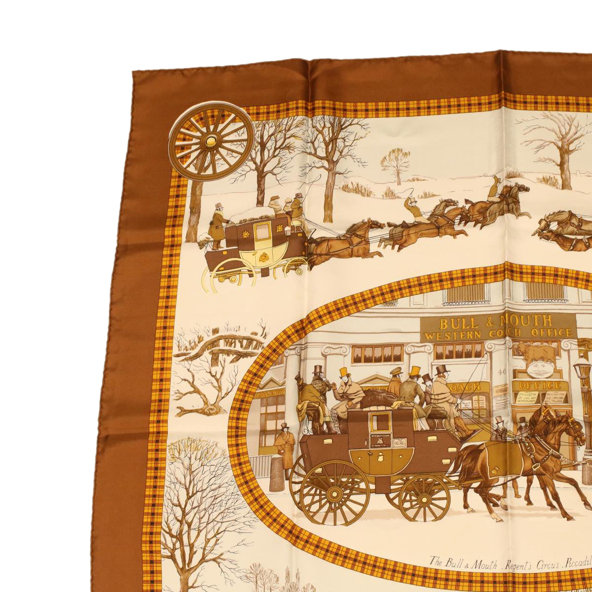 HERMES Carre 90 The Bull & Mouth Regents Circus Piccadilly Scarf Auth yk6054