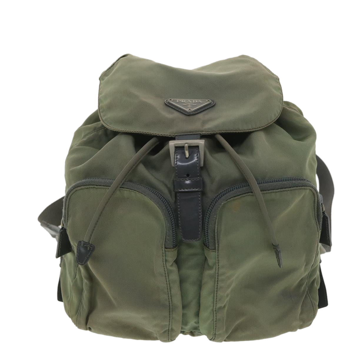 PRADA Backpack Nylon Gray Khaki Auth yk6088 - 0