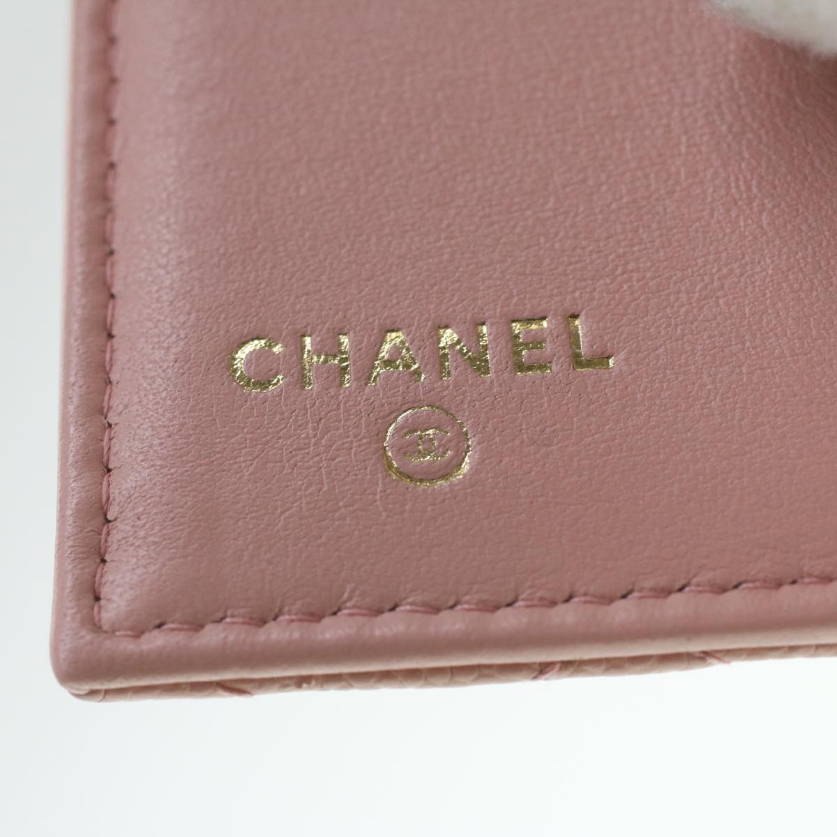 CHANEL Boy Chanel Compact Wallet Caviar Skin Pink CC Auth yk6098