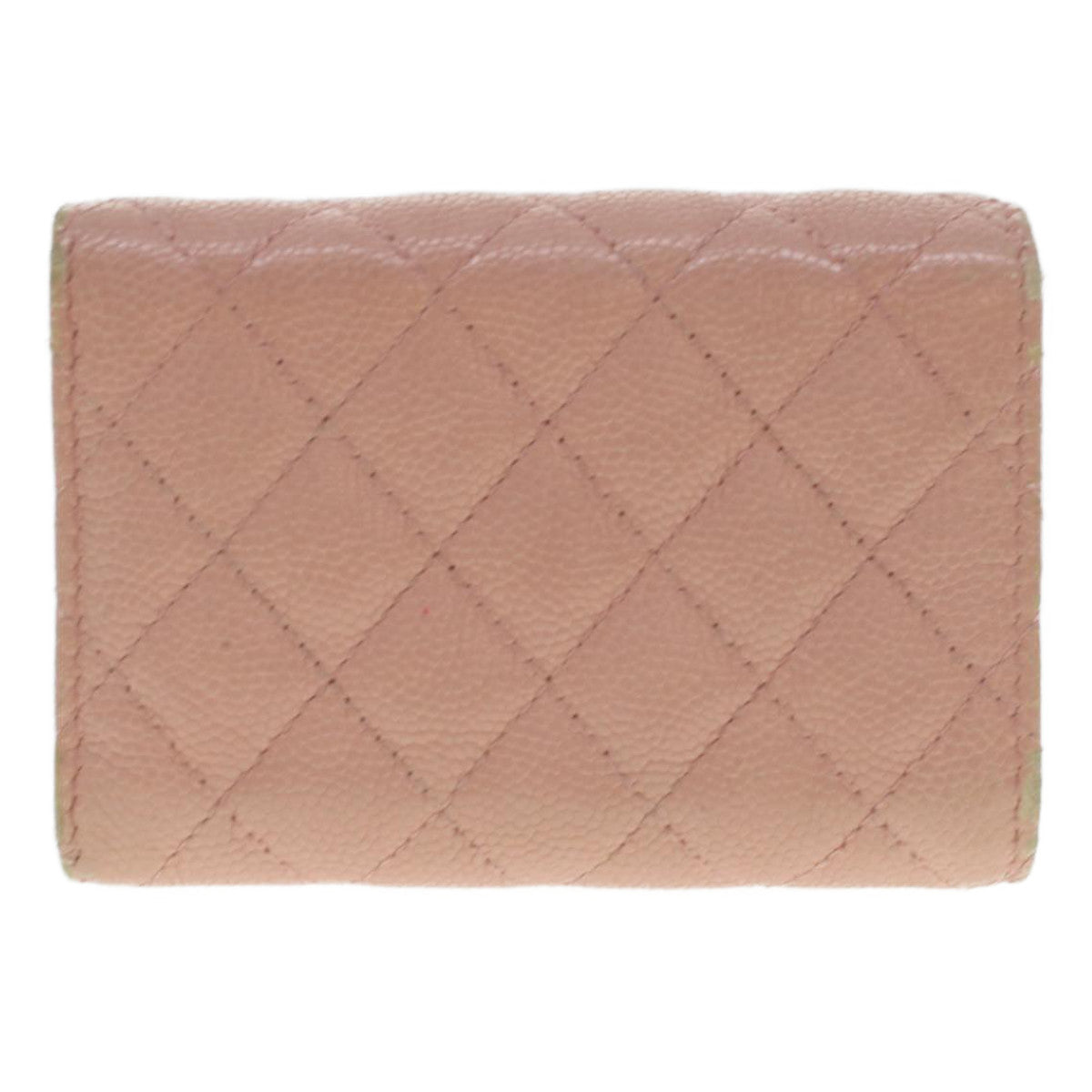 CHANEL Boy Chanel Compact Wallet Caviar Skin Pink CC Auth yk6098