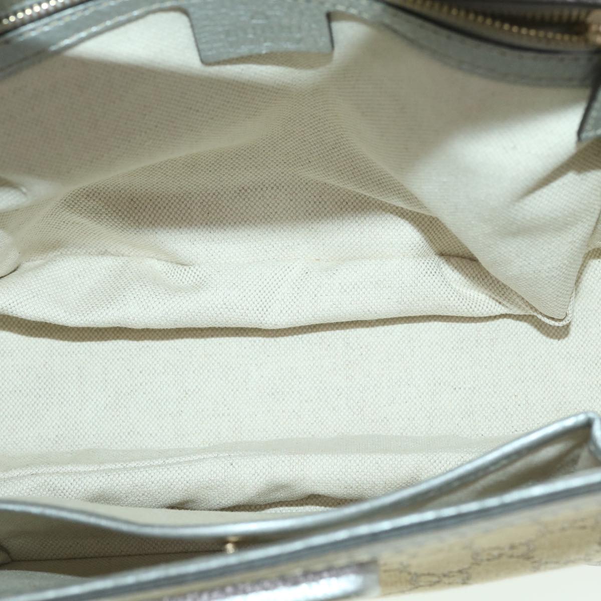 GUCCI GG Canvas Bamboo Hand Bag Beige Silver 254884 Auth yk6106