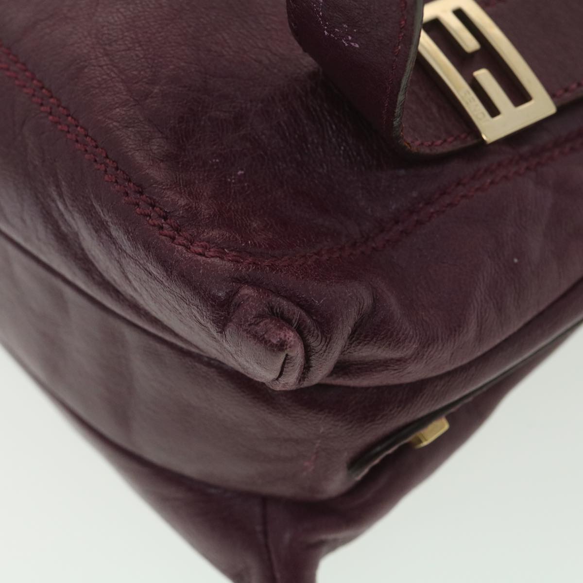 FENDI Mamma Baguette Shoulder Bag Leather Purple Auth yk6116