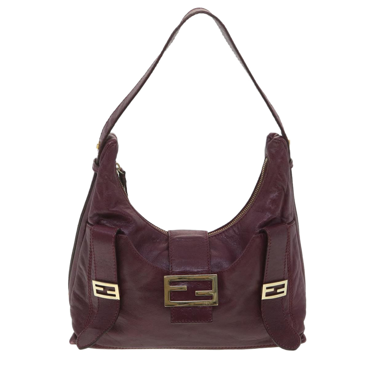 FENDI Mamma Baguette Shoulder Bag Leather Purple Auth yk6116