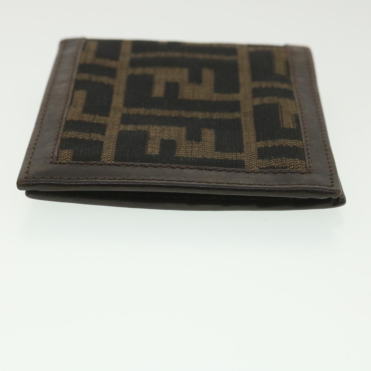 FENDI Zucca Canvas Wallet Black Brown Auth yk6120