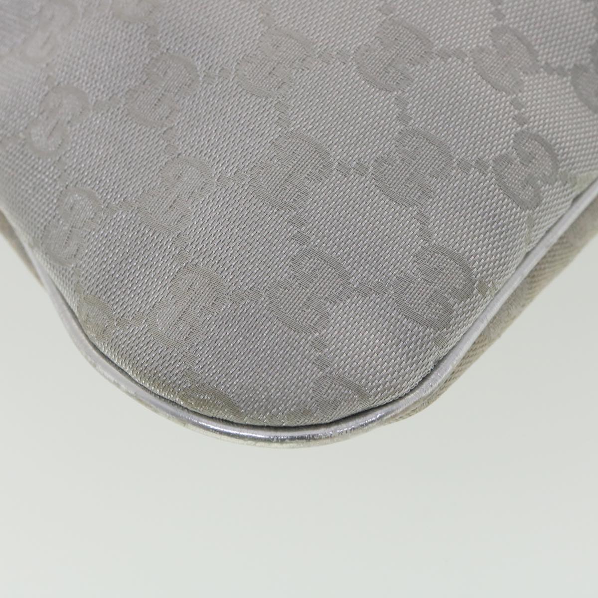 GUCCI GG Canvas Shoulder Bag Silver 169947 Auth yk6144B