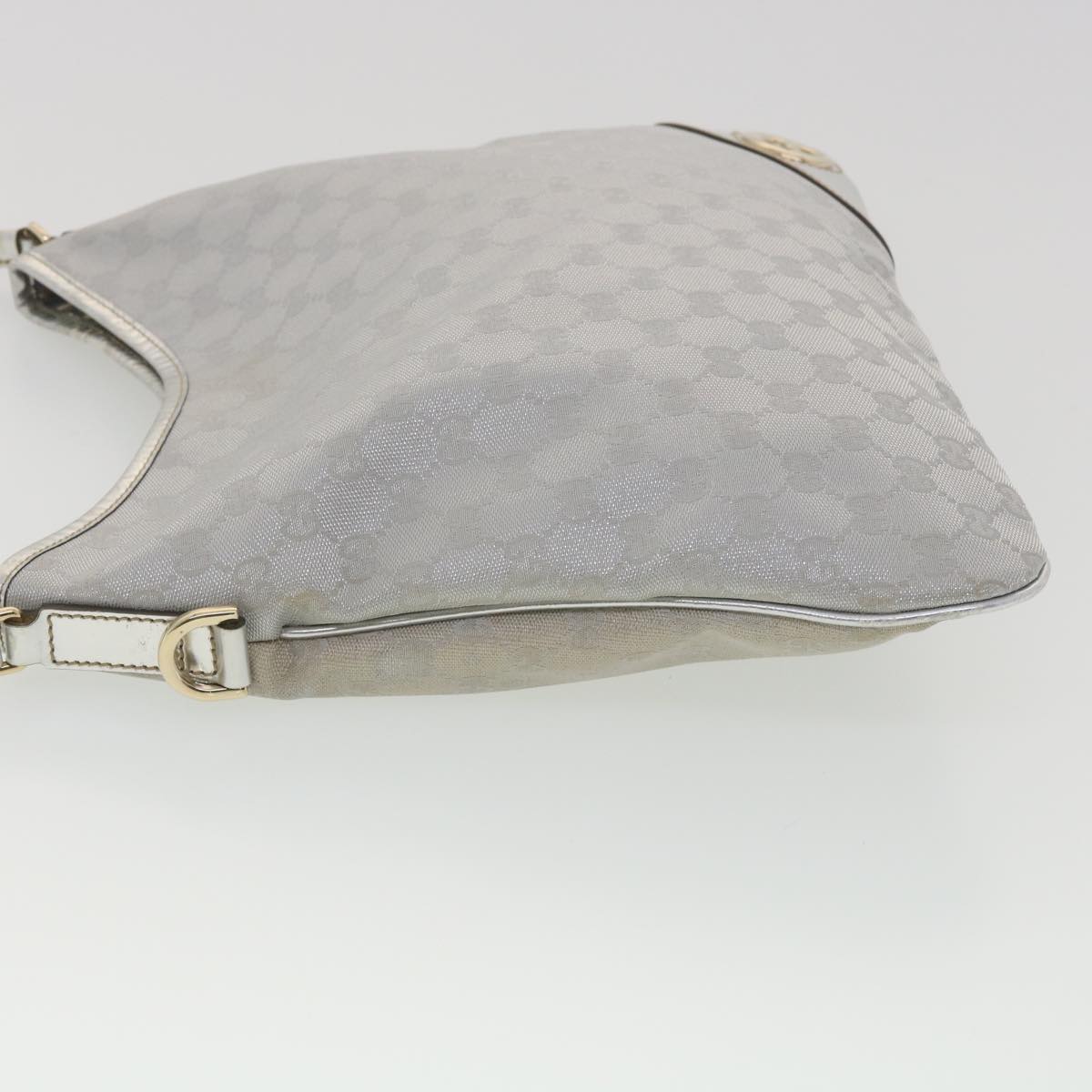 GUCCI GG Canvas Shoulder Bag Silver 169947 Auth yk6144B