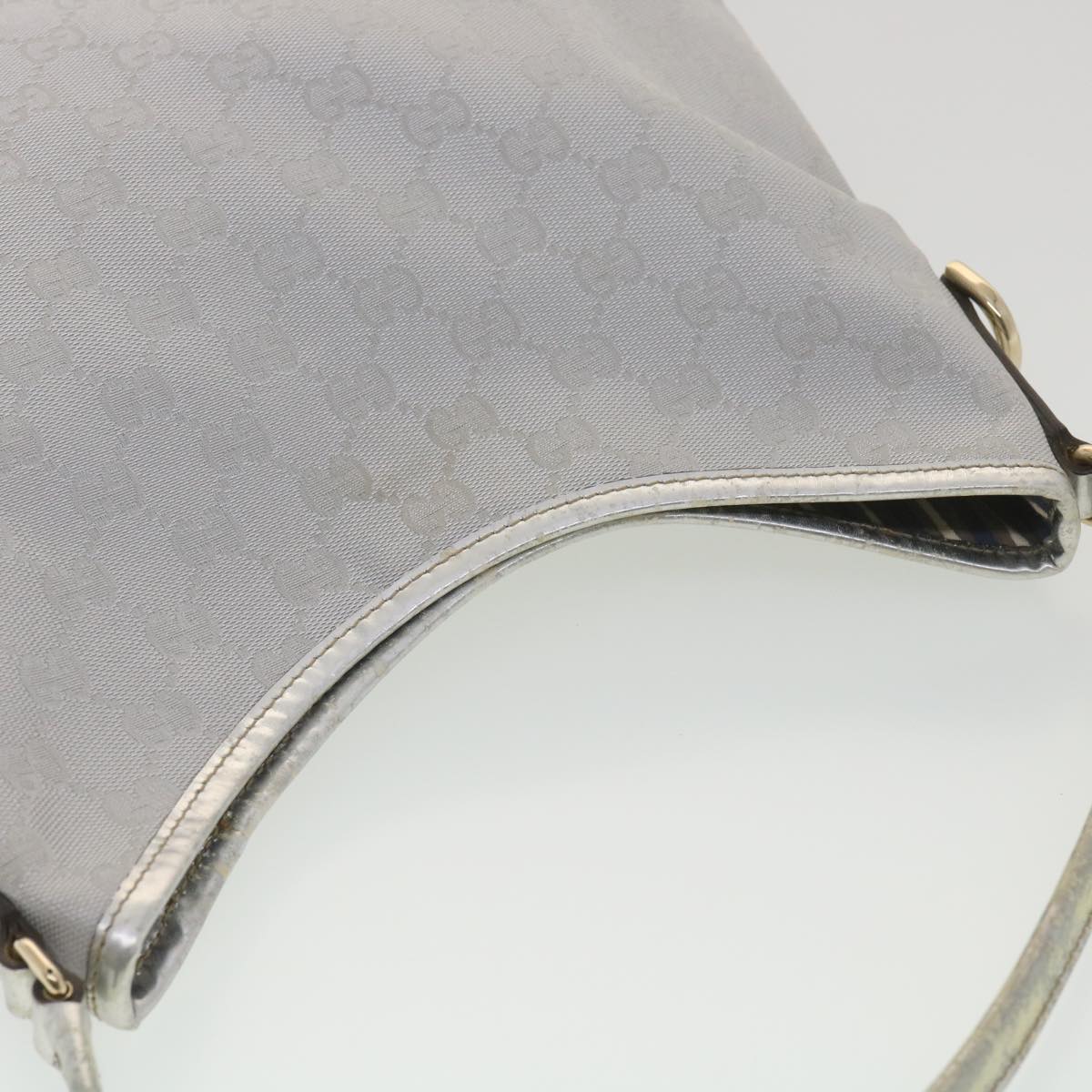 GUCCI GG Canvas Shoulder Bag Silver 169947 Auth yk6144B