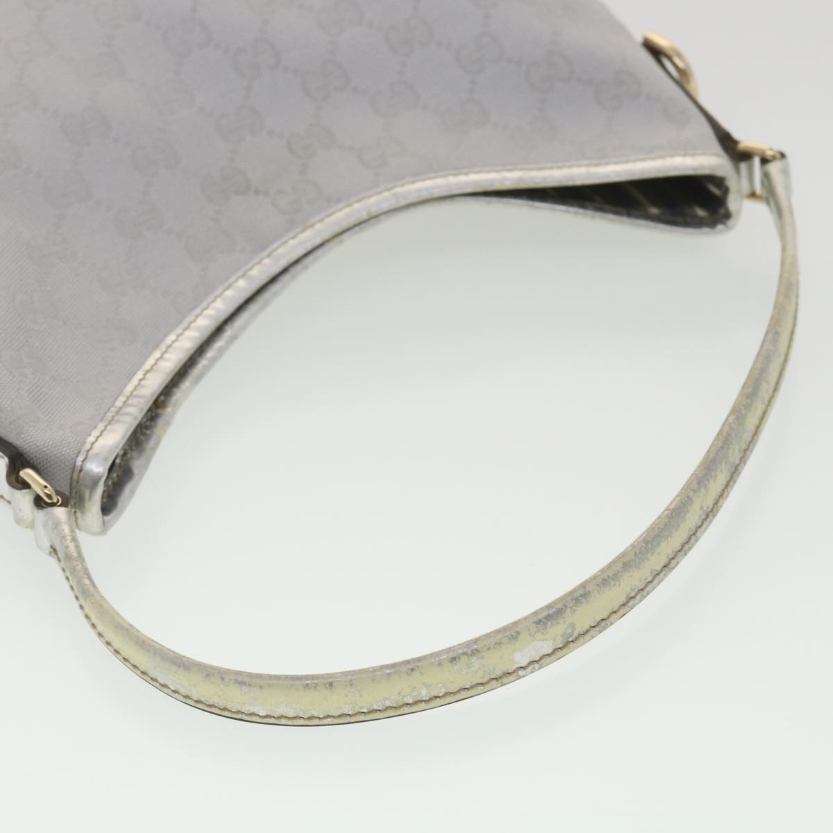 GUCCI GG Canvas Shoulder Bag Silver 169947 Auth yk6144B