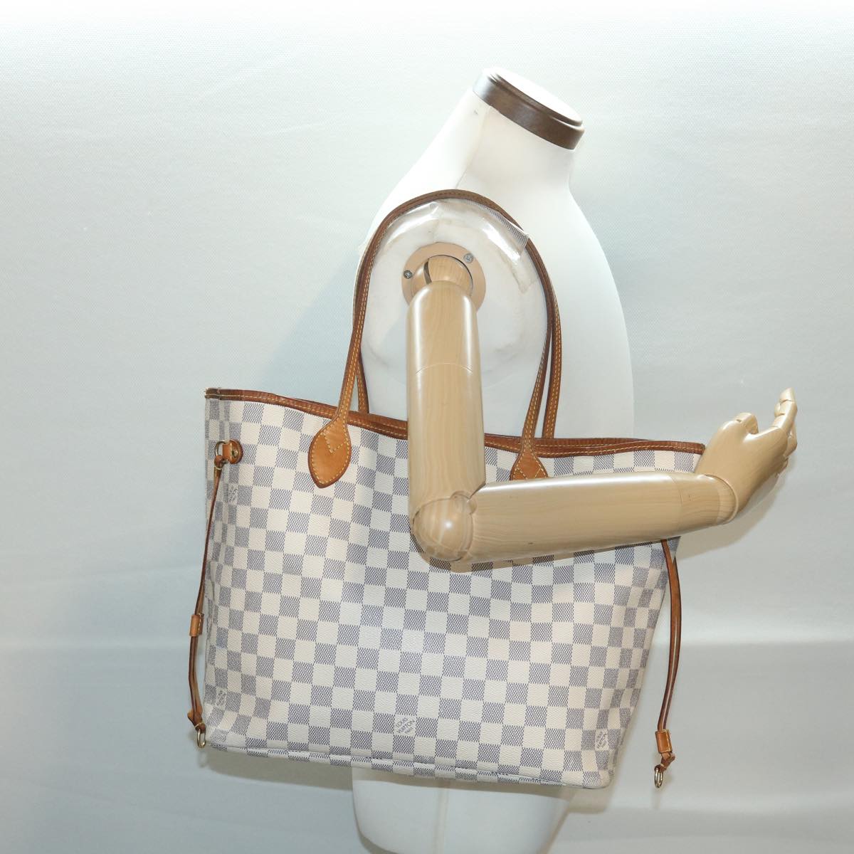 LOUIS VUITTON Damier Azur Neverfull MM Tote Bag N41605 LV Auth yk6175B