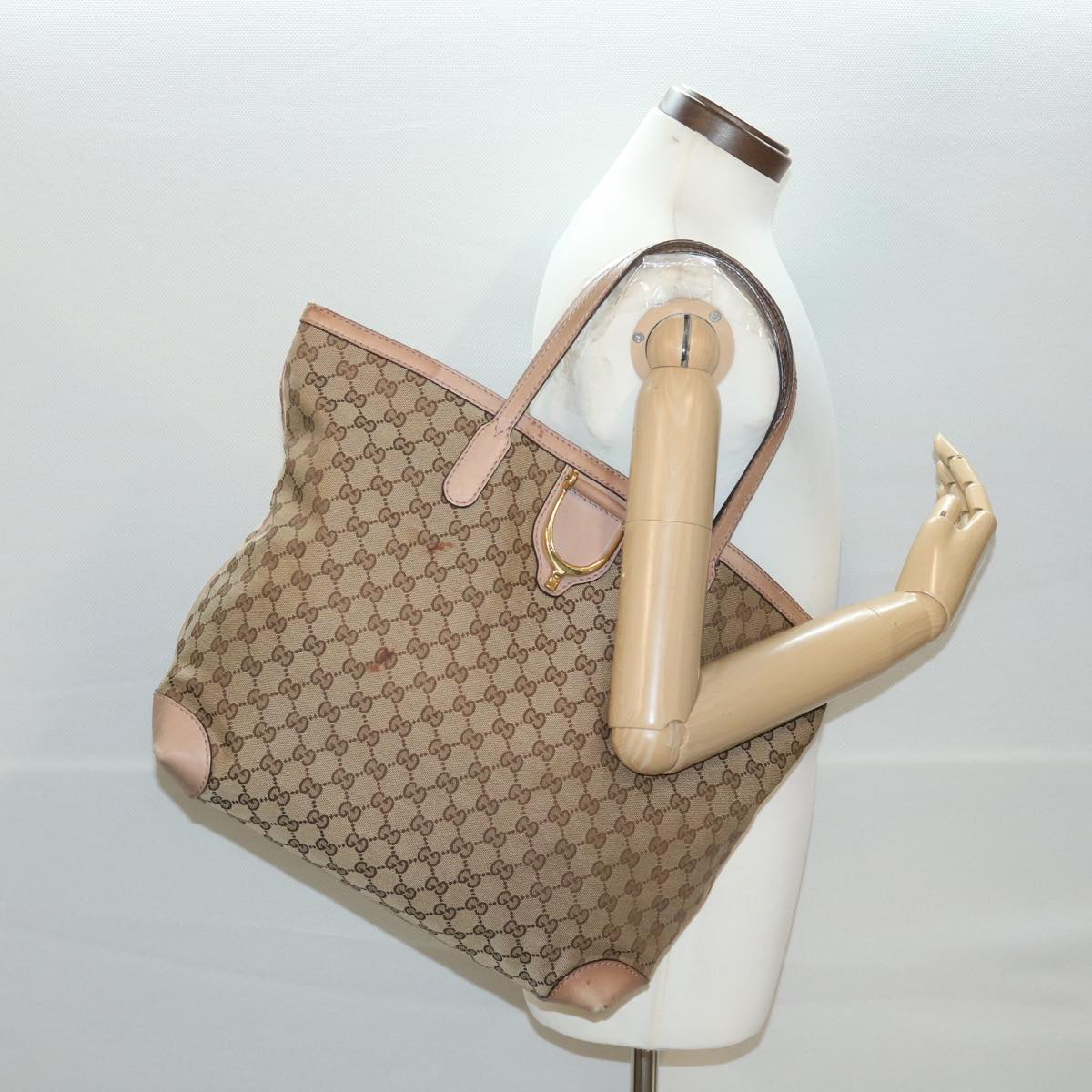 GUCCI GG Canvas Tote Bag Beige 305585 Auth yk6207B