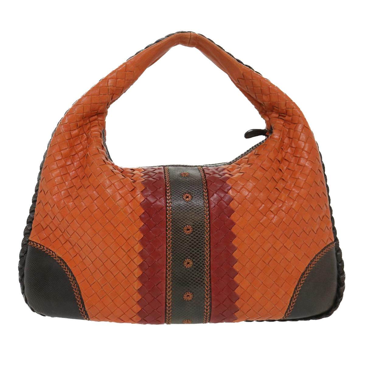 BOTTEGAVENETA INTRECCIATO Shoulder Bag Leather Orange Auth yk6214 - 0