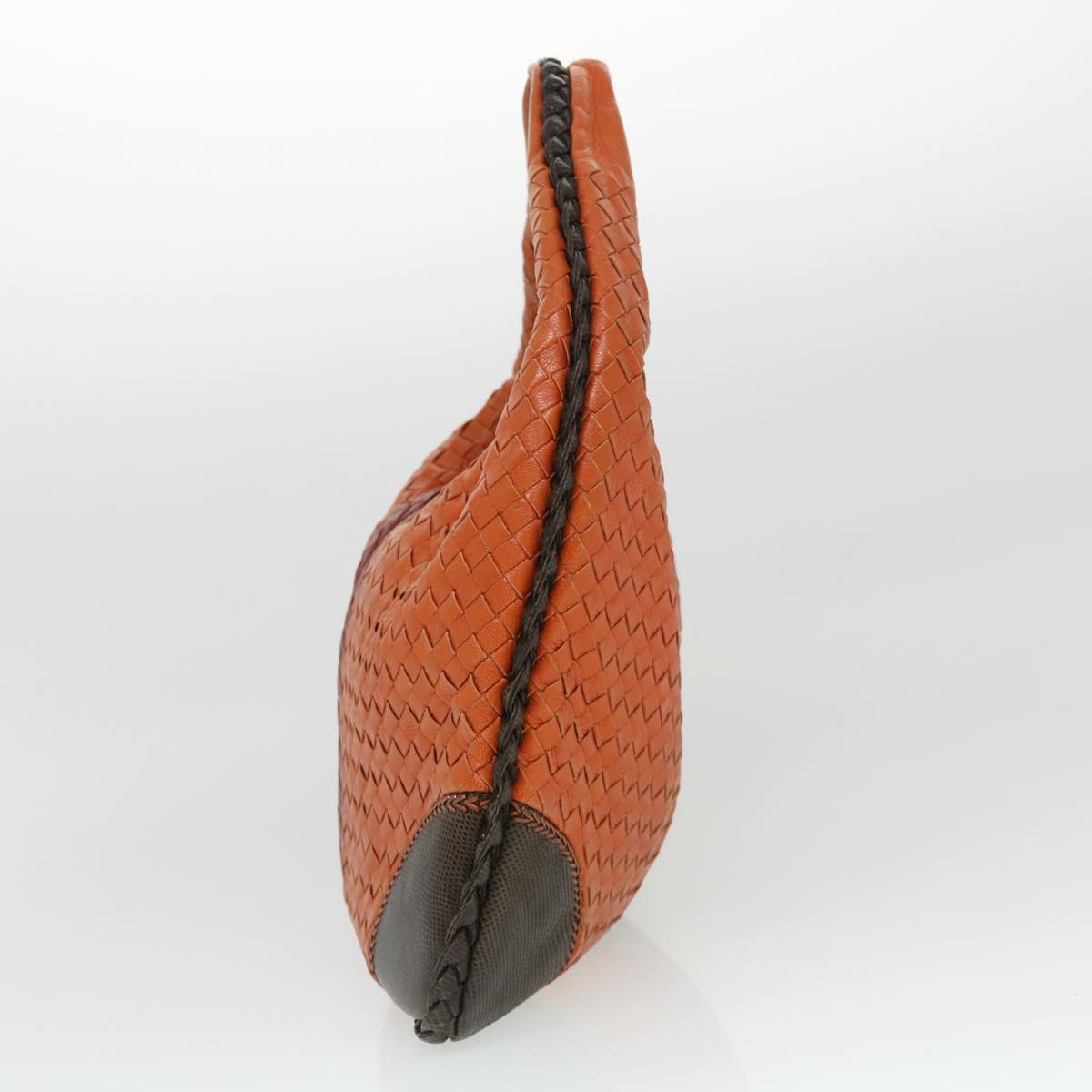 BOTTEGAVENETA INTRECCIATO Shoulder Bag Leather Orange Auth yk6214