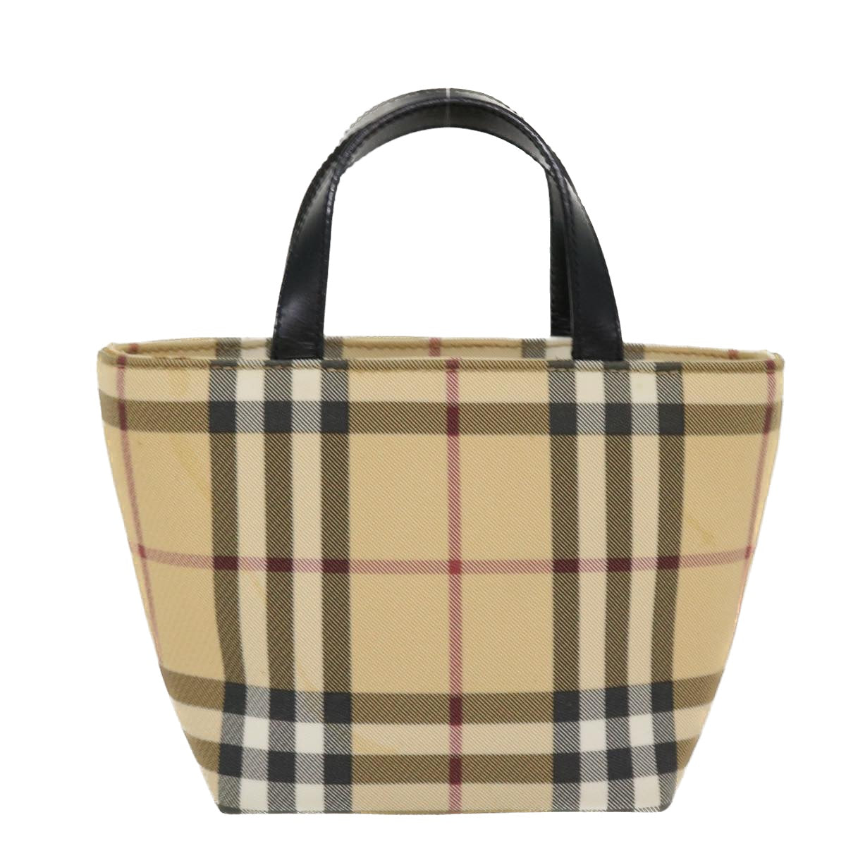 BURBERRY Nova Check Hand Bag PVC Leather Beige Auth yk6252