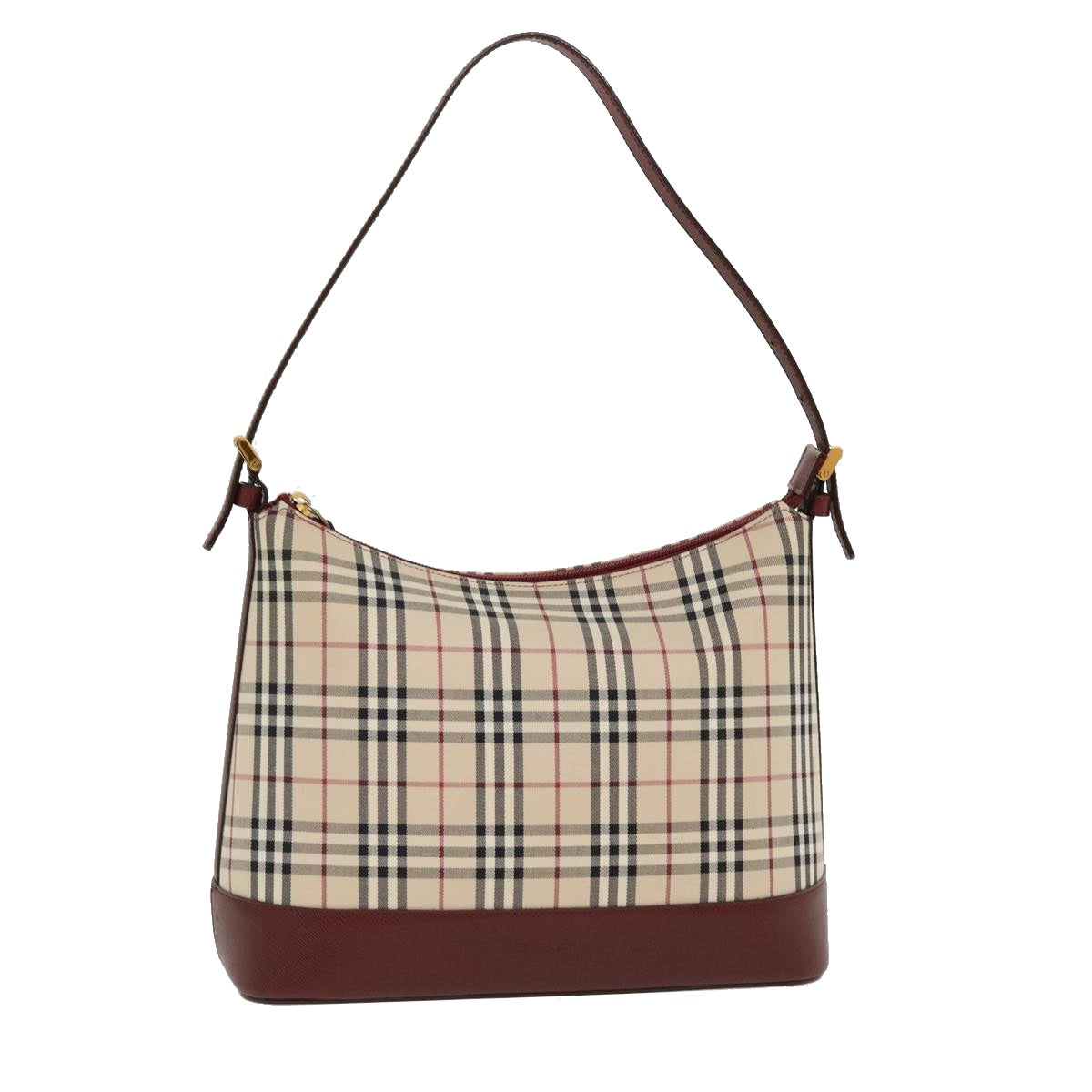 BURBERRY Nova Check Shoulder Bag Nylon Beige Auth yk6253