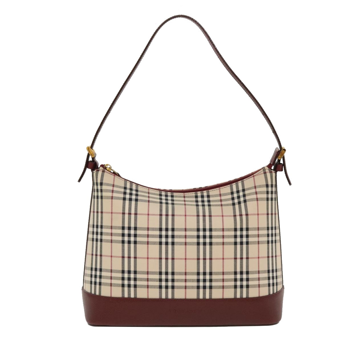 BURBERRY Nova Check Shoulder Bag Nylon Beige Auth yk6253