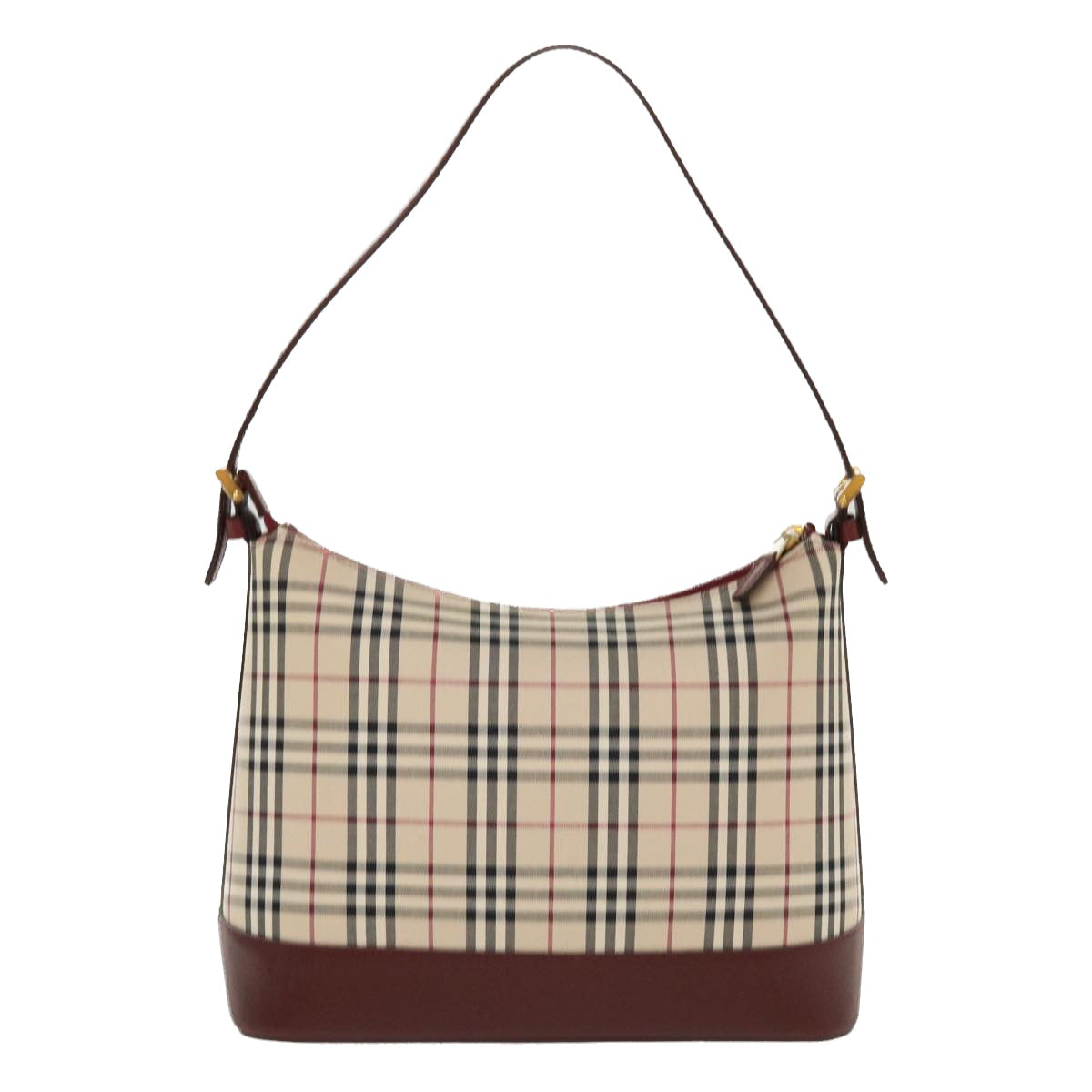 BURBERRY Nova Check Shoulder Bag Nylon Beige Auth yk6253