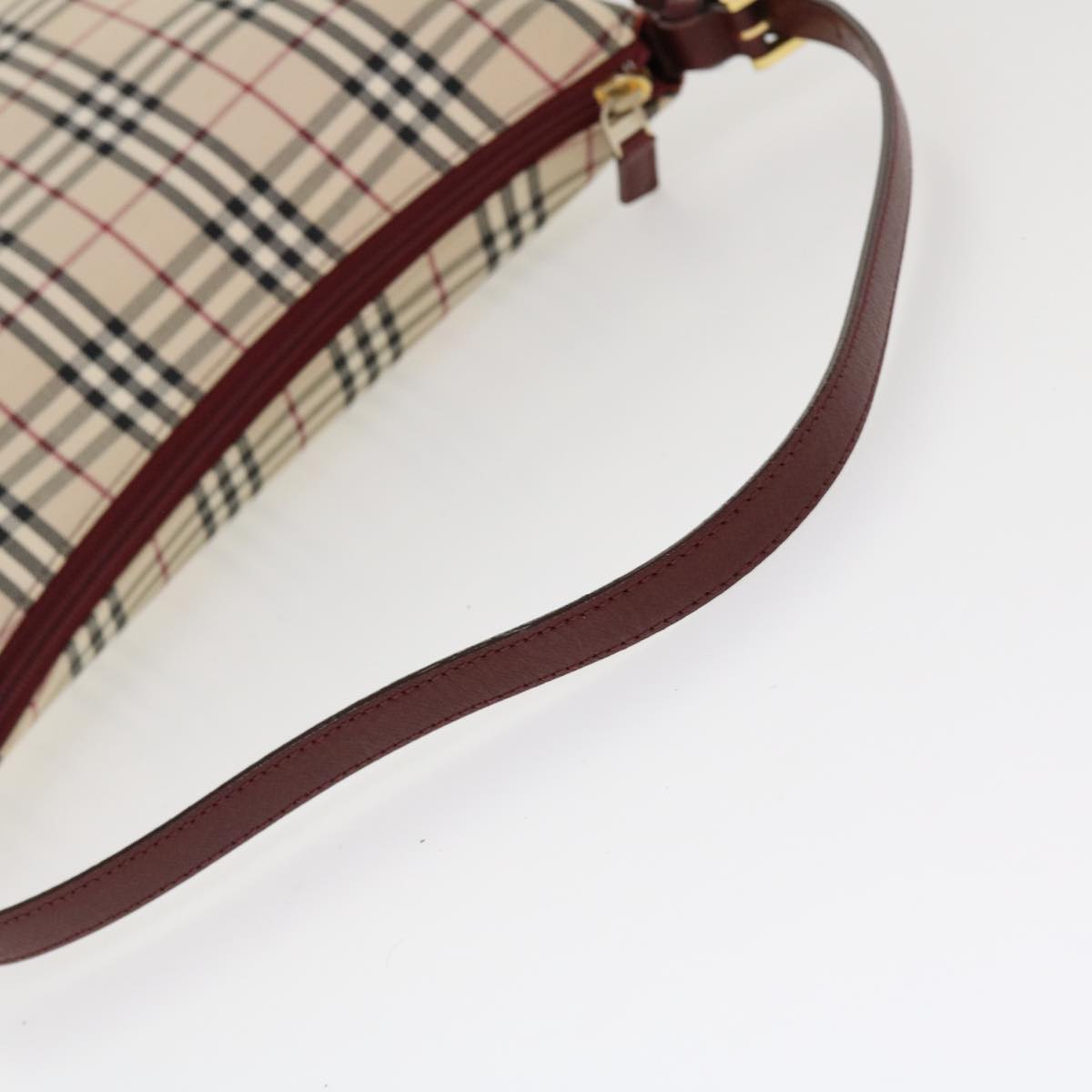 BURBERRY Nova Check Shoulder Bag Nylon Beige Auth yk6253