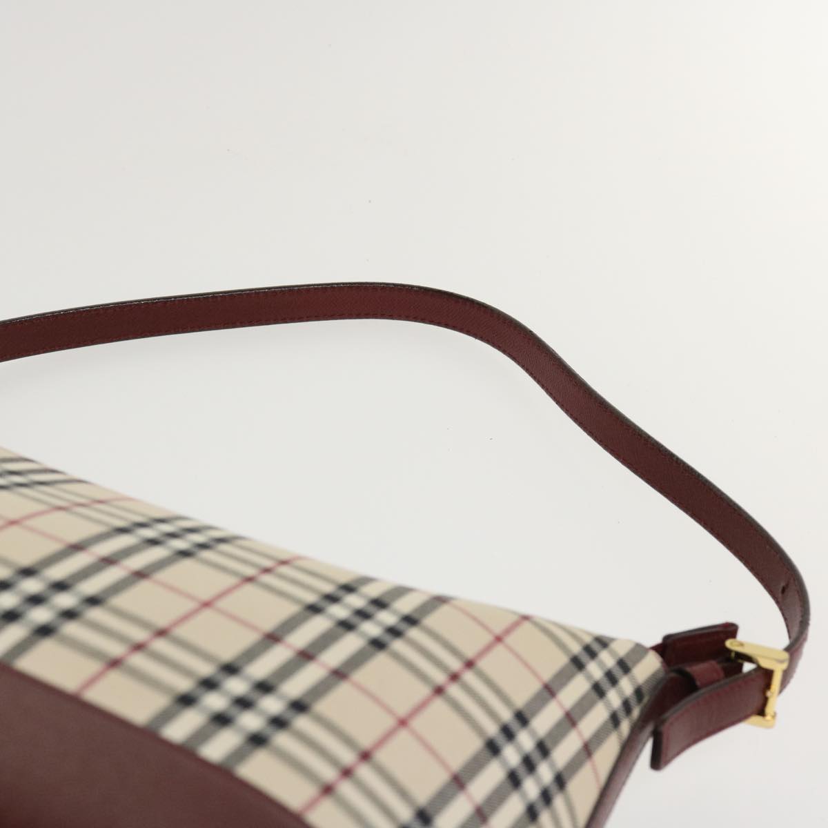 BURBERRY Nova Check Shoulder Bag Nylon Beige Auth yk6253