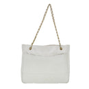 CHANEL Chain Shoulder Bag Lamb Skin White CC Auth yk6254-14