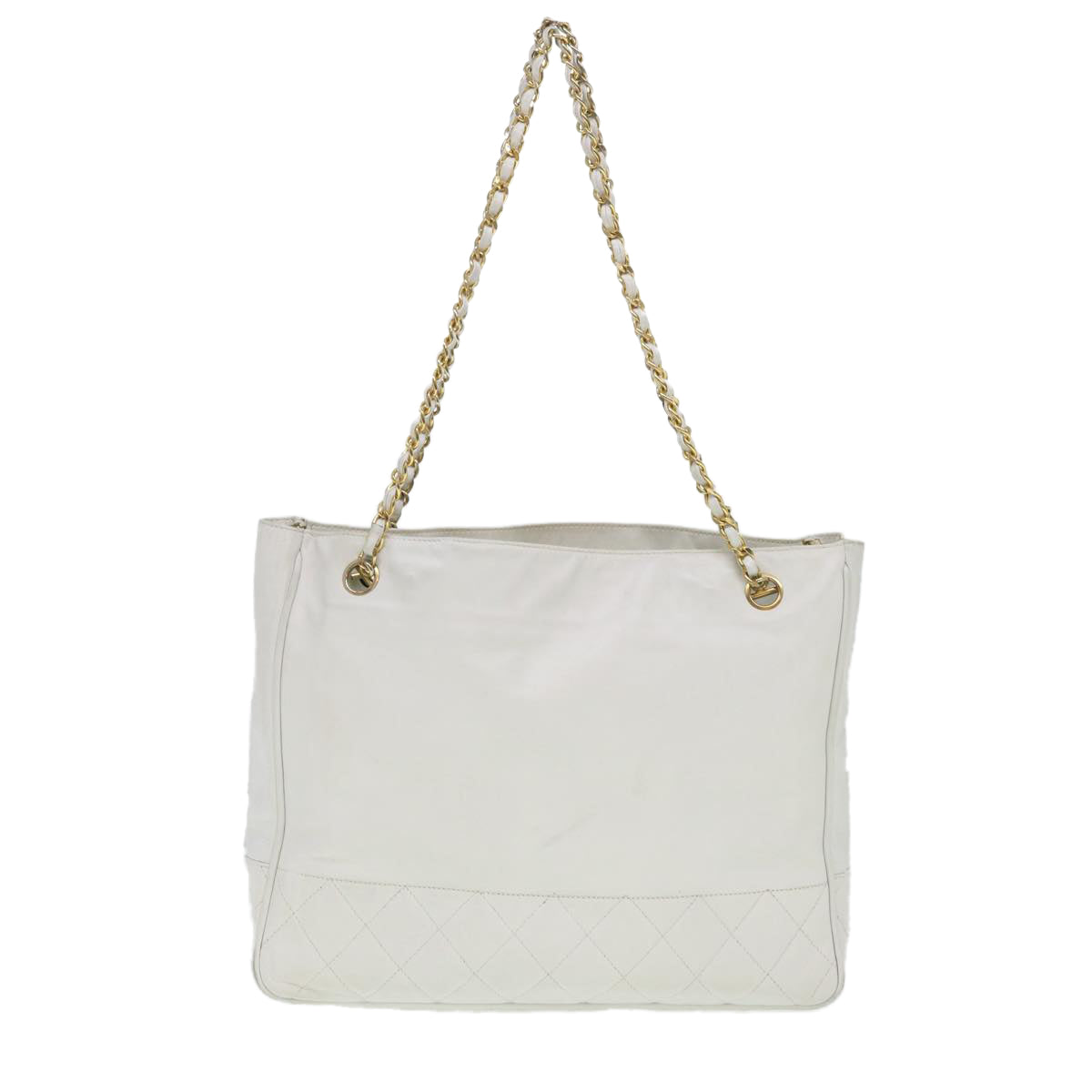 CHANEL Chain Shoulder Bag Lamb Skin White CC Auth yk6254 - 0