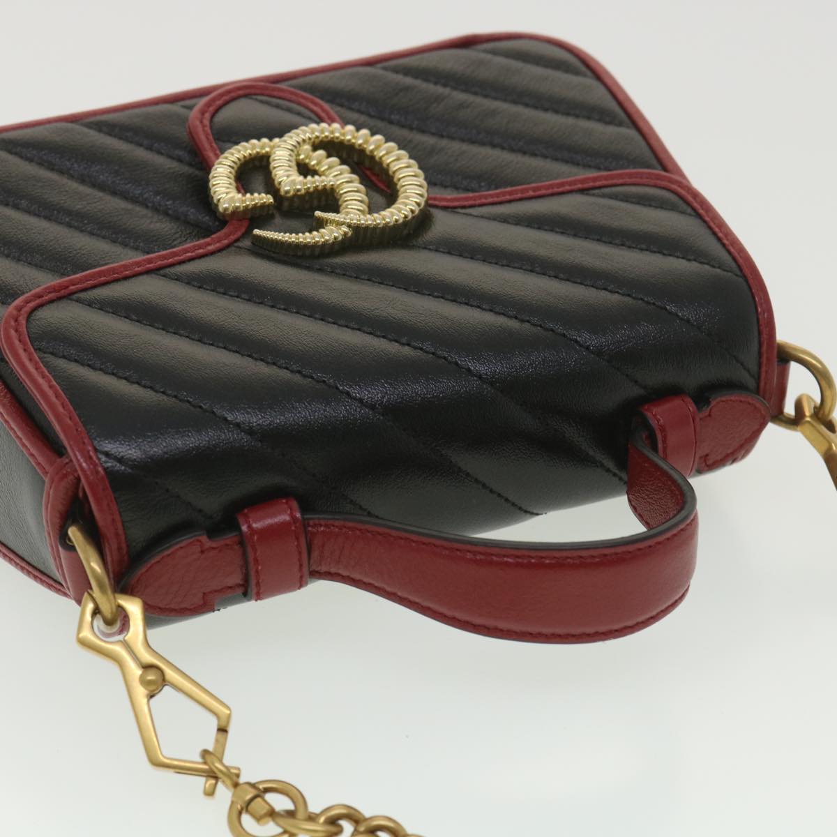 GUCCI GG Marmont Hand Bag Leather 2way Black 583571 Auth yk6261