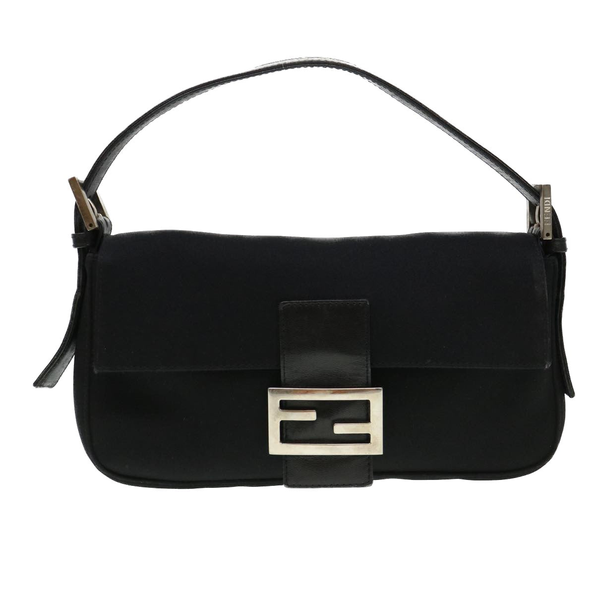 FENDI Mamma Baguette Shoulder Bag Nylon Black 2321.26424.099 Auth yk6286