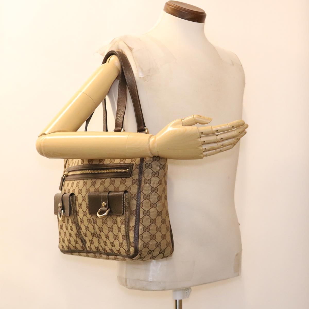 GUCCI GG Canvas Abbey Tote Bag Beige 146247 Auth yk6299