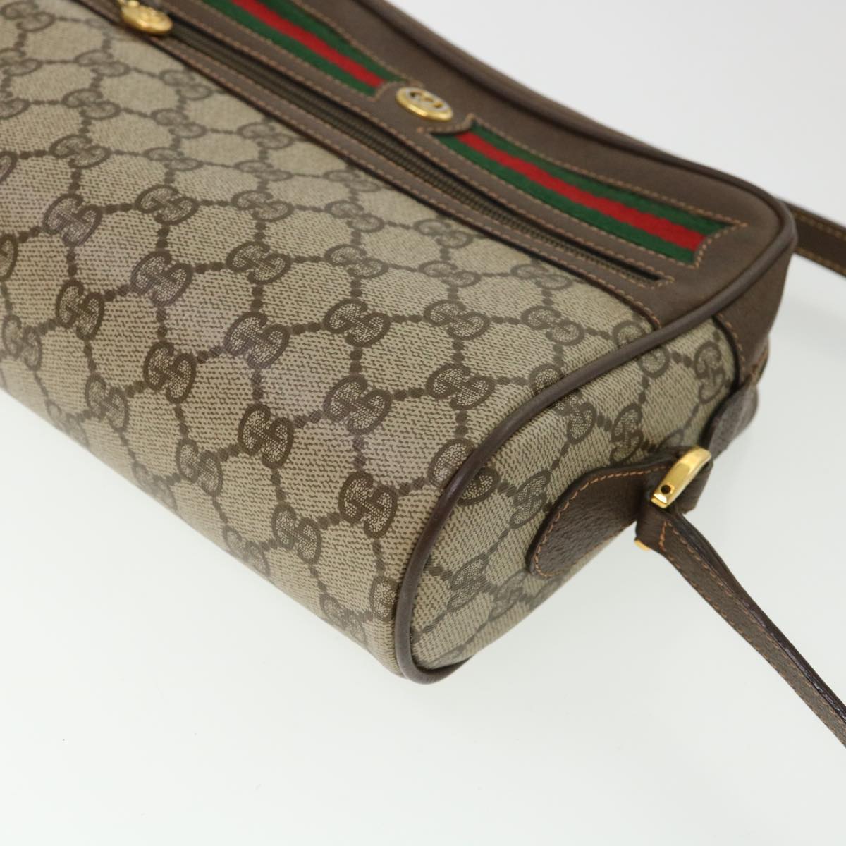 GUCCI GG Canvas Web Sherry Line Shoulder Bag Beige Red 119.02.087 Auth yk6316B