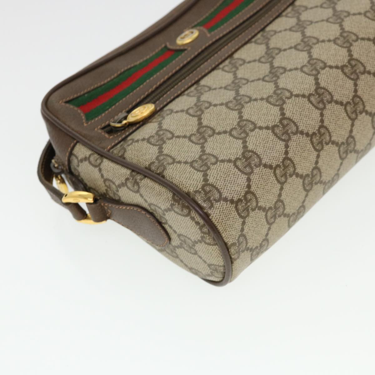 GUCCI GG Canvas Web Sherry Line Shoulder Bag Beige Red 119.02.087 Auth yk6316B