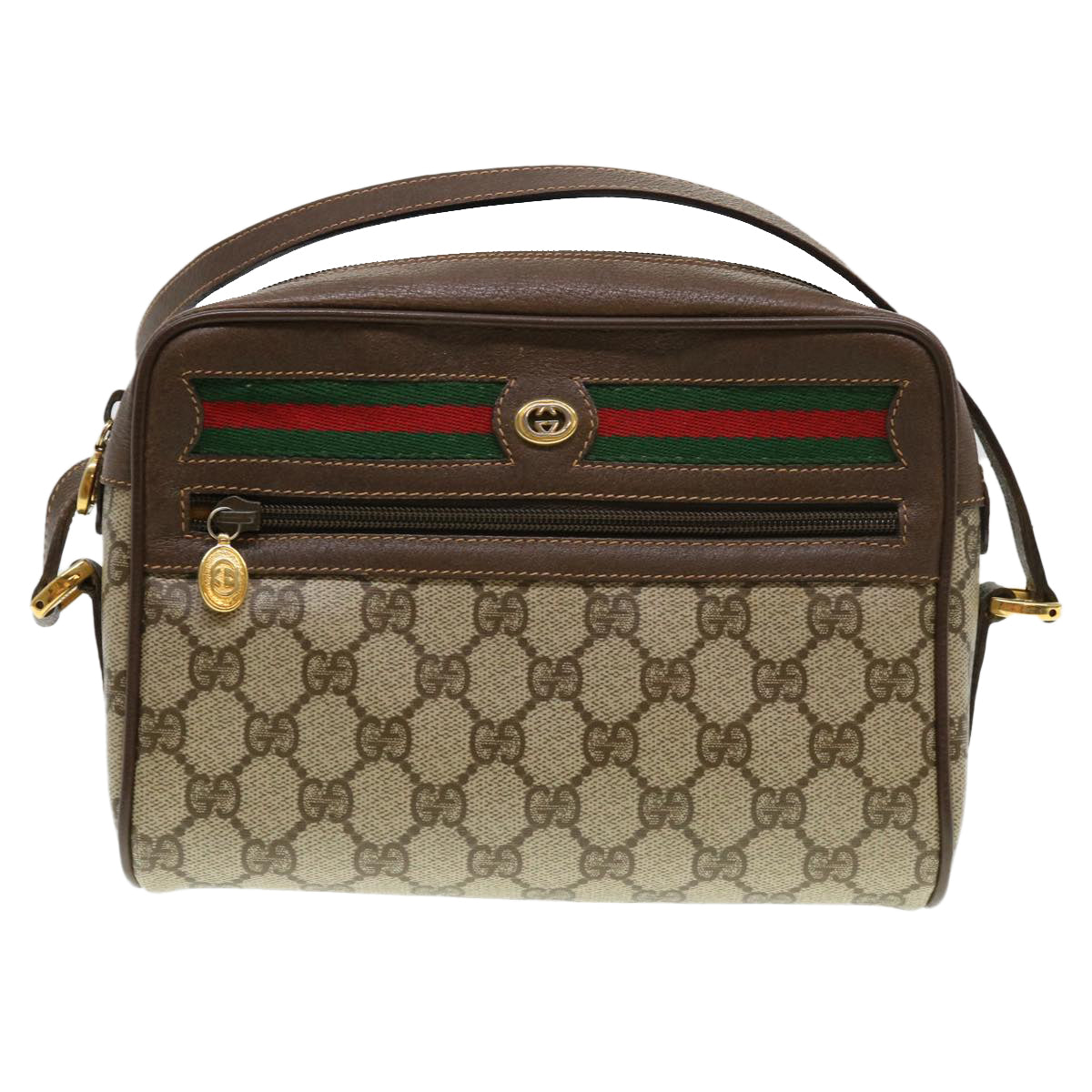 GUCCI GG Canvas Web Sherry Line Shoulder Bag Beige Red 119.02.087 Auth yk6316B