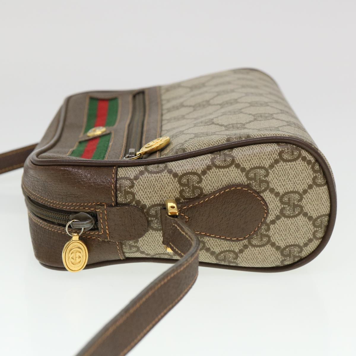 GUCCI GG Canvas Web Sherry Line Shoulder Bag Beige Red 119.02.087 Auth yk6316B