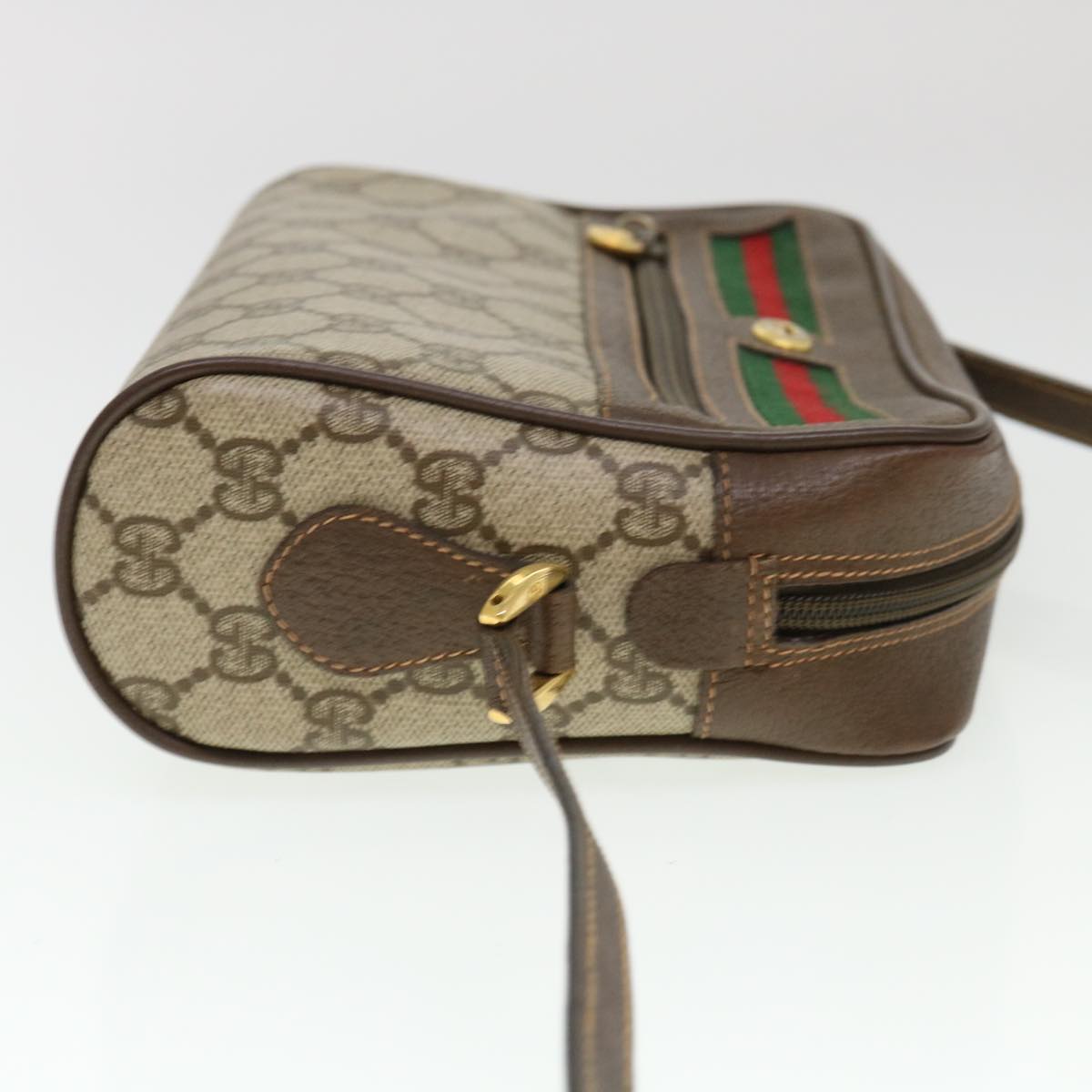 GUCCI GG Canvas Web Sherry Line Shoulder Bag Beige Red 119.02.087 Auth yk6316B