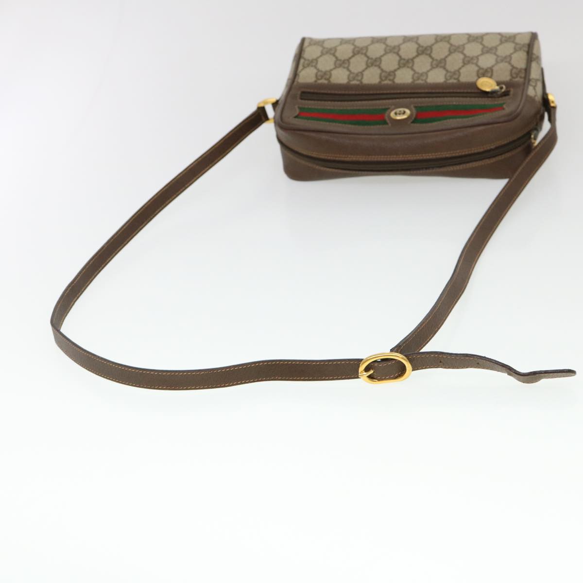 GUCCI GG Canvas Web Sherry Line Shoulder Bag Beige Red 119.02.087 Auth yk6316B