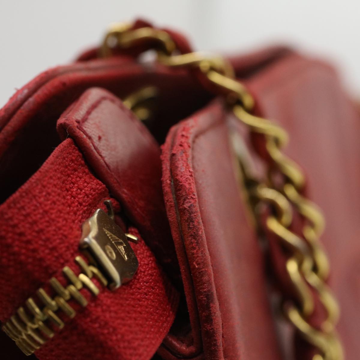 CHANEL Matelasse Chain Shoulder Bag Lamb Skin Red CC Auth yk6320B