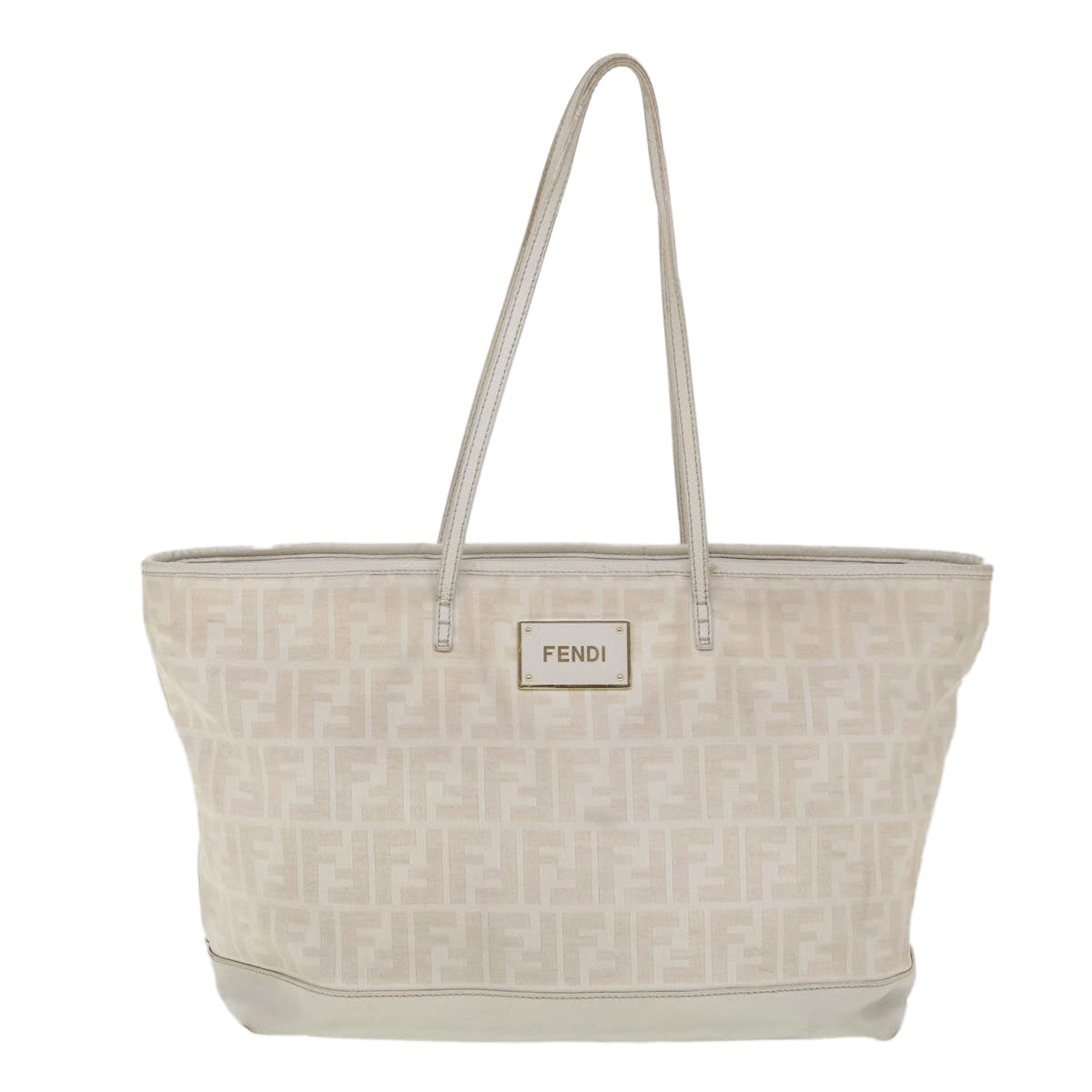 FENDI Zucca Canvas Tote Bag White 8BH185-HKN-128-2550 Auth yk6324