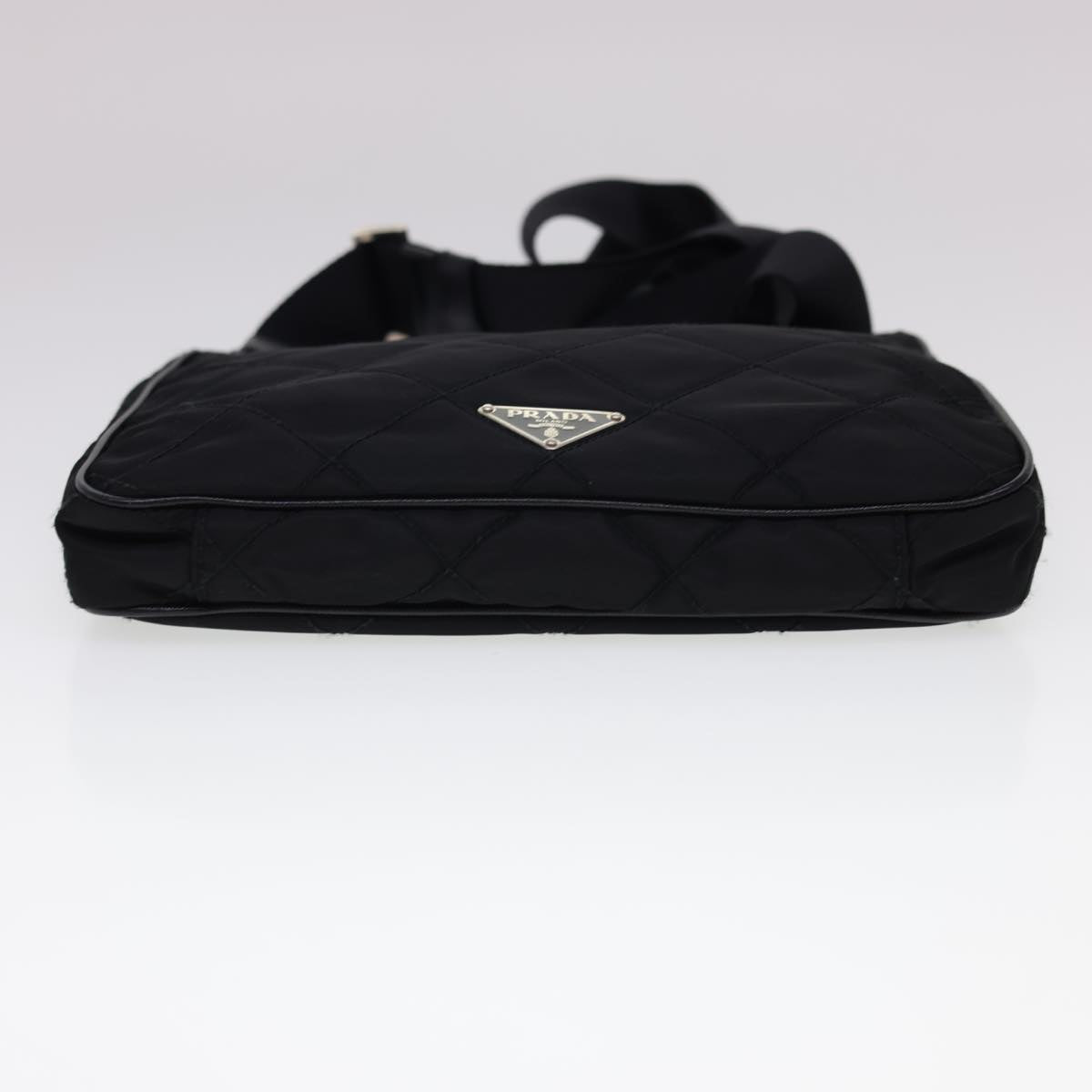 PRADA Quilted Shoulder Bag Nylon Black Auth yk6396